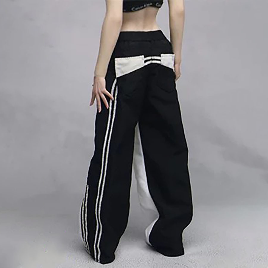 Black and white colorblock wide leg pants