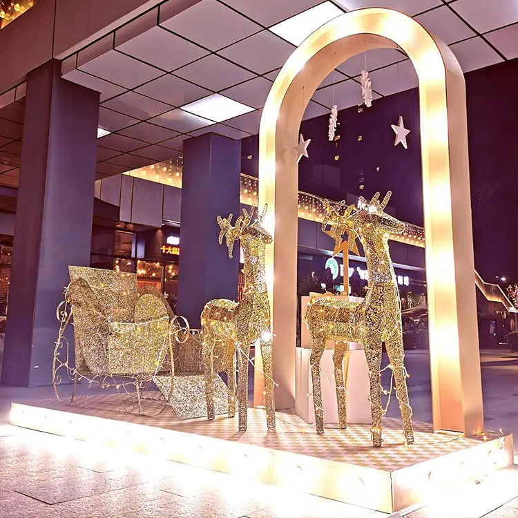 Comercial personalizado grande 3D Navidad Reno calle LED motivo luz 3D motivo con Reno