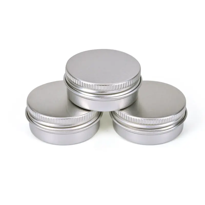 Pot cosmétique en aluminium rond vide de 15ml pot de crème en aluminium avec couvercle en métal argenté mignon
