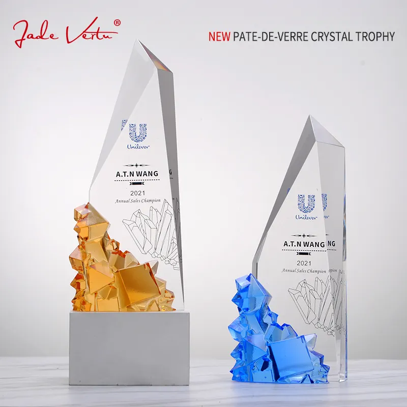 Original patent novo produto do troféu da empresa personalização do troféu do cristal liulho de cristal da reunião anular prêmios de eventos criativo de corte de alta qualidade