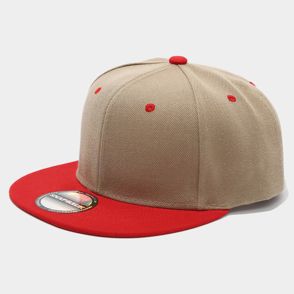 Khaki + red