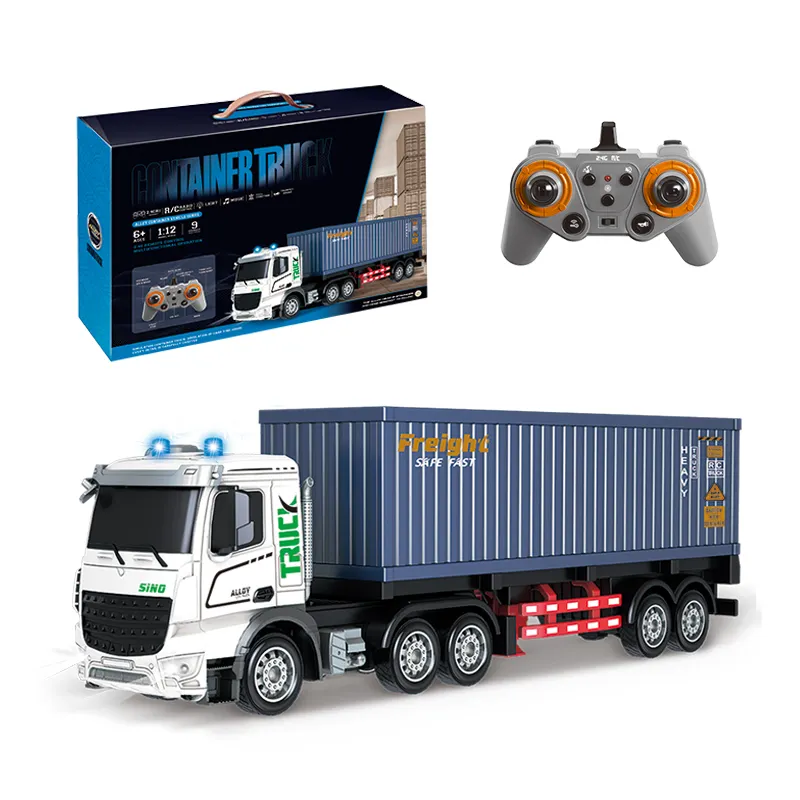 Metal Large RC Transporter Remote Control Toy Truck with Cargo Box RC Container Truck Detachable Cargo Box Die-cuts Truck Toys