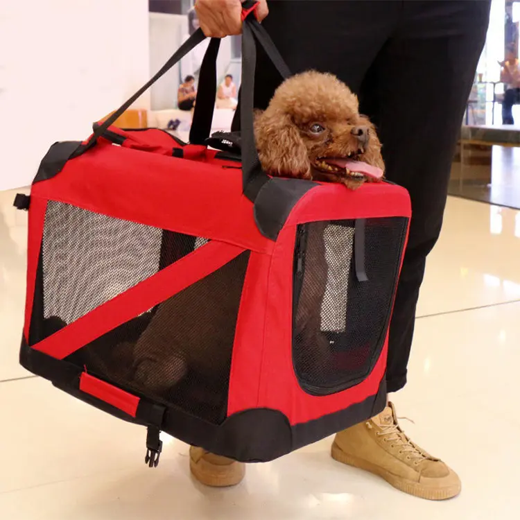 Portador de perros de viaje para el hogar con logotipo personalizado de fábrica, perrera plegable para mascotas extragrande, jaula suave portátil para mascotas
