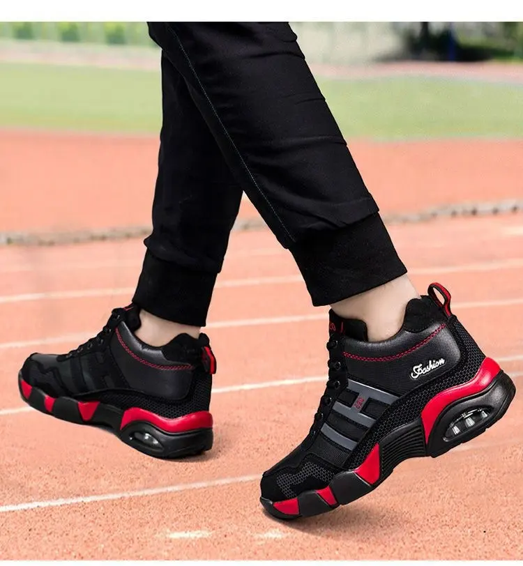 New style men's shoes trend all match with casual sports lace up PU high rise shoes