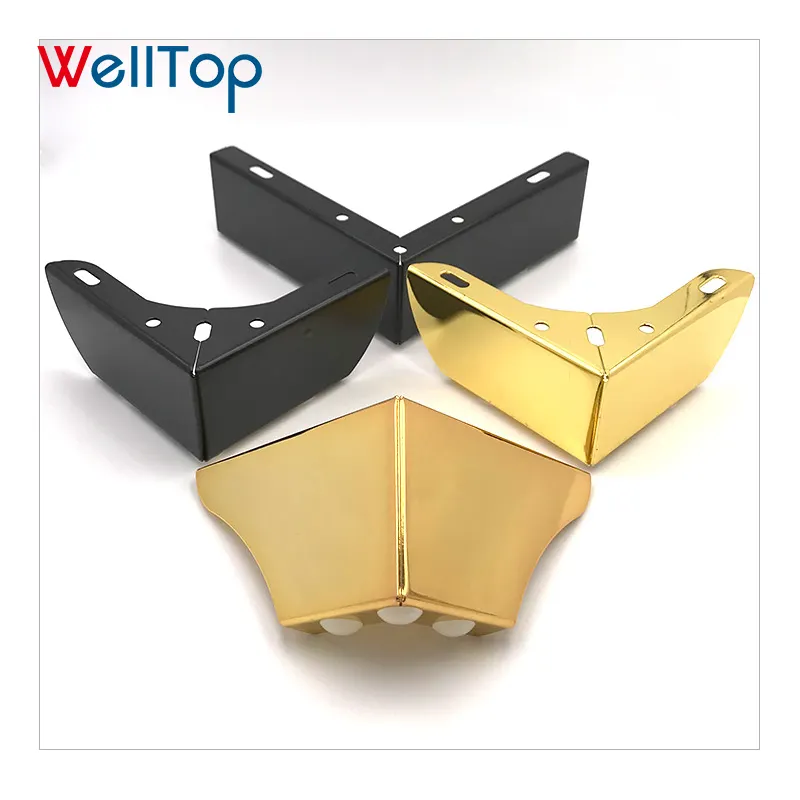vt-03.1208 WELLTOP New Gold Metal Furniture Legs Support Feet Mat Sofa Legs Black Cabinet Legs for TV Cabinet Coffee Table Bed