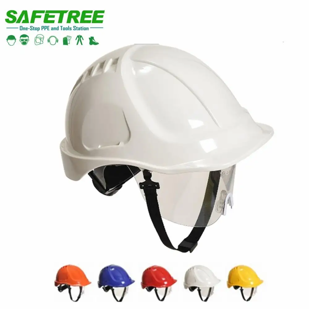 CE EN397 y ANSI Z89.1 estándar industrial casco de seguridad con visor para la construcción y trabajador