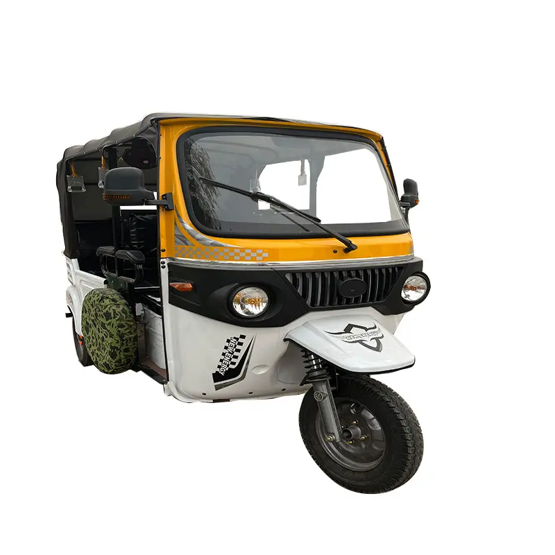 E ריקשה זול בהודו נוסע סגור חשמלי תלת אופן שלושה גלגל אופניים
