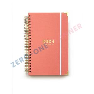 Özel baskı keten mermi bağlı altın spiral bobin ciltli defter mini taşınabilir kompakt günlük haftalık saatlik planlayıcısı dergisi - Product Image 6