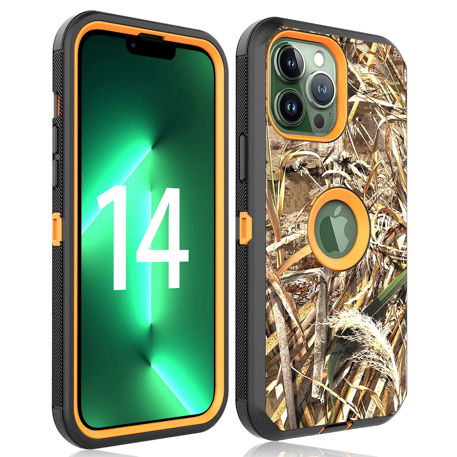 Klasik camo tasarım telefon kapak için sağlam defender cep telefonu kapak iphone için kılıf 14 pro max cep telefonu tam vücut durumda