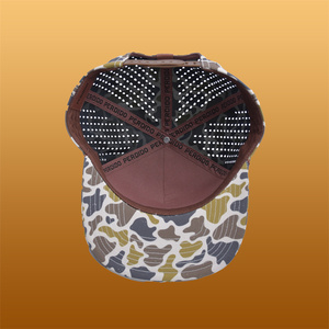 Custom Sublimation Printing Cutting Hole Perforated 5 <strong>Panel</strong> Sport Snapback Cap Leather <strong>Patch</strong> Logo Snapback for Men - Product Image 6