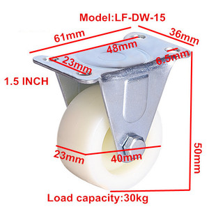 40/50/63/75mm PP/Nylon weißen festen fett rad rollen licht duty , richmond rollen rollen - Product Image 2