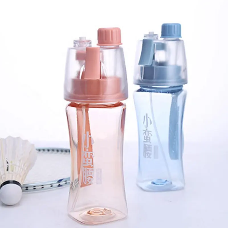 Garrafa spray de água para o verão, garrafa de água spray de plástico de alta qualidade à prova de vazamento de bpa, copo bonito de água, 2023
