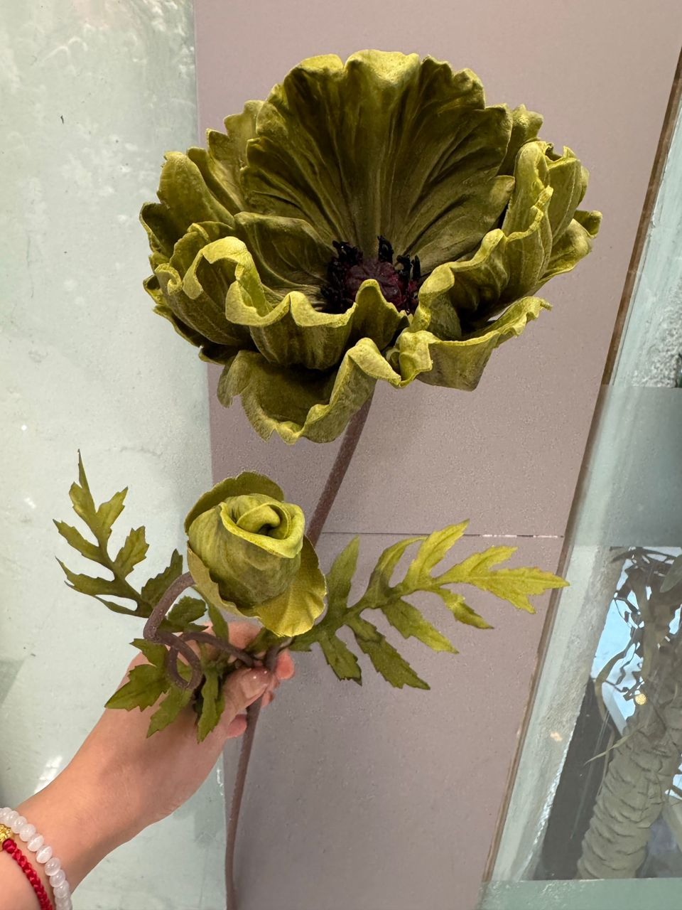 Pu une fleur un bourgeon gros coquelicot-Flax Green