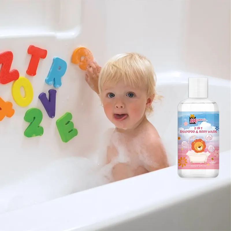 Formula benar-benar aman 250ml Gel mandi organik 2 dalam 1 sabun mandi dan sampo Set Perawatan Rambut anak-anak bayi