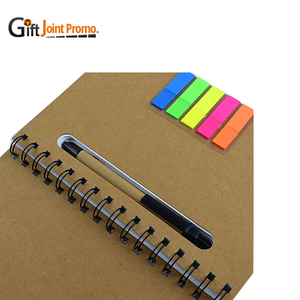A5 Kraft cuaderno de espiral con pluma portátil con notas adhesivas - Product Image 3