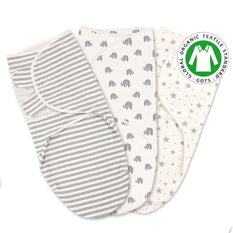Осотп сертифицированные Ультра мягкий ребенка пеленать обертывание для детей из органического хлопка, легкое многослойное одеяло, Комплект 3 предмета в комплекте