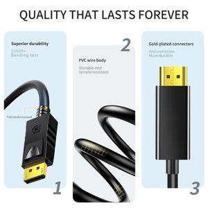 HDMI-zu-DisplayPort-Kabel 4 K60Hz (uni direktional) HDMI-Ausgang zu DisplayPort-Eingangs adapter für PC-Grafikkarte Laptop 6FT/1.8M