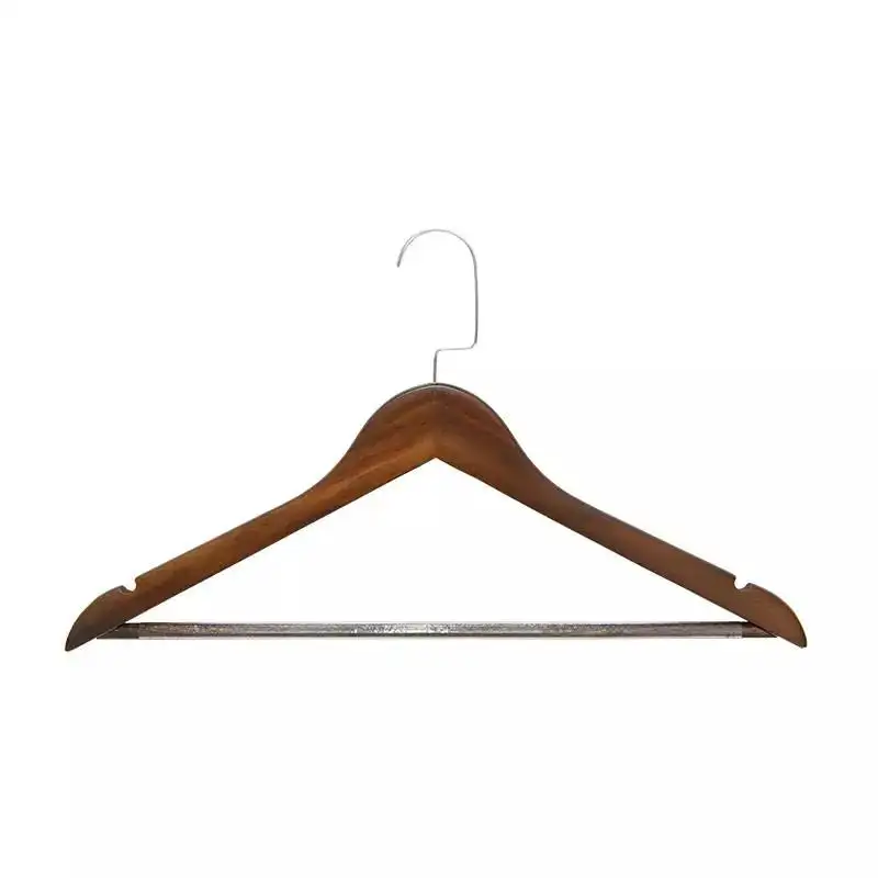 LEEKING Luxury wooden hanger with gold hook and anti slip groove pipe rod