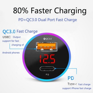 ที่ชาร์จในรถยนต์12V-24V,อะแดปเตอร์ชาร์จในรถยนต์ <span class=keywords><strong>USB</strong></span> 3.0สองพอร์ต <span class=keywords><strong>USB</strong></span> 36W PD และ QC QC3.0ชาร์จเร็ว