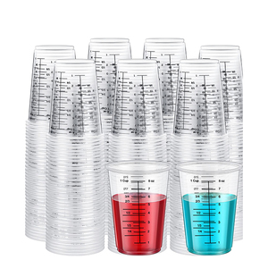 ML & OZプラスチックミキシングカップの充填測定10オンスの段階的透明プラスチック計量カップ - Product Image 1