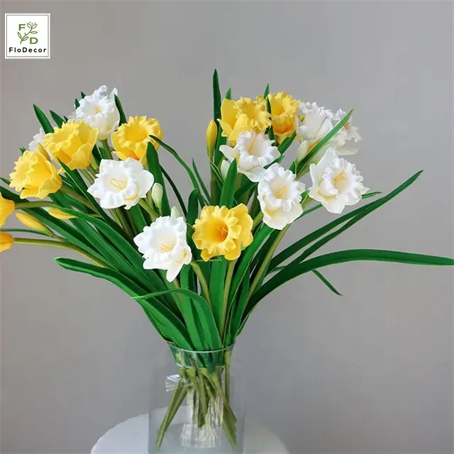 Dolce stile PU narciso artificiale vero tocco fiore all'ingrosso soggiorno decorativo centrotavola fiori di plastica