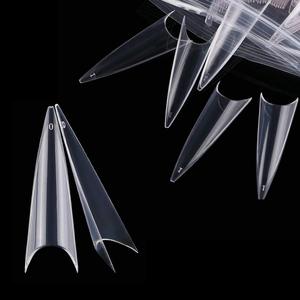 Çivi ipuçları kutu plastik 500 adet temizle ekstra uzun xxl sivri yanlış yapay c eğrisi stiletto tırnak ipuçları - Product Image 1