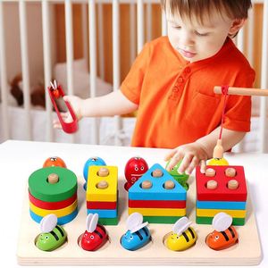 Children's Puzzle 2 in 1 Column of Early Teaching Geometric <strong>Shape</strong> Wooden <strong>Sorting</strong> Montessor Fishing Columns Educational Kid's Toy - Product Image 2