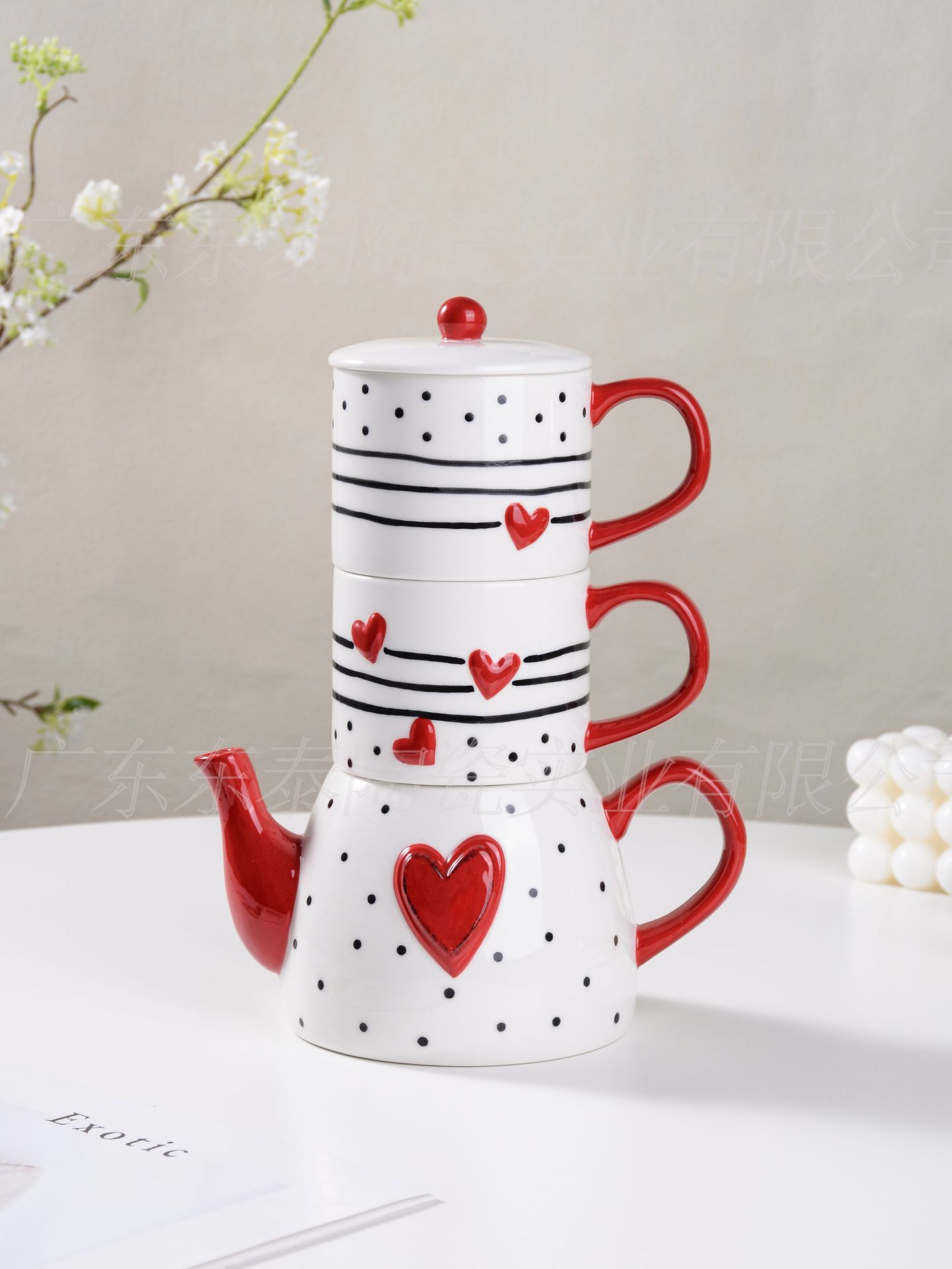 <strong>Love</strong> <strong>cup</strong> and pot home ceramic tea set Exquisite teapot gift box Creative couple <strong>cup</strong> afternoon tea <strong>cup</strong> set - Product Image 5