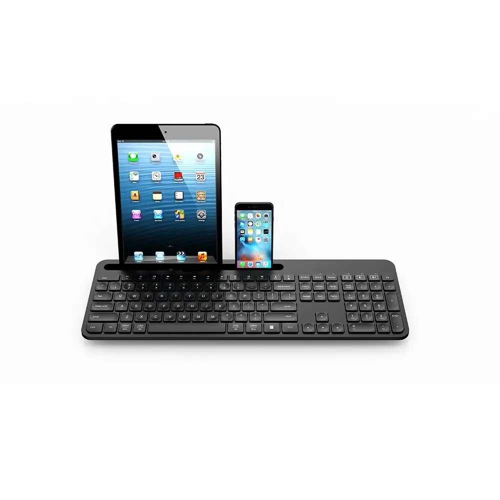 OEM full-size Keyboard with tablet slot 2.4G+BT3.0+BT5.0 multi-device connection for PC computer laptop wireless and BT keyboard