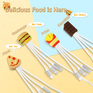 Food Pizza 4in1 Charger Cable Dual <strong>Input</strong> Braid Universal Multi USBC 4 in 1 Charging USB Cable - Product Image 6