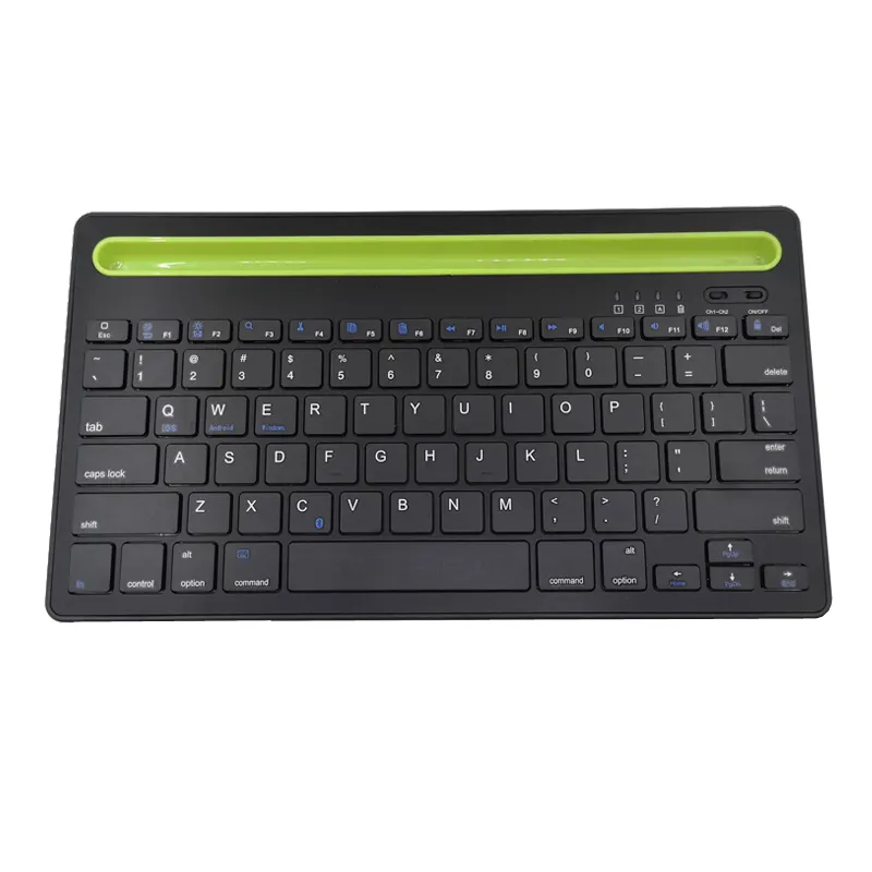 Keyboard Nirkabel BT Sangat Tipis, untuk Tablet Ponsel Pintar Laptop Dapat Diisi Ulang Keypad Universal Slot Dudukan Bawaan