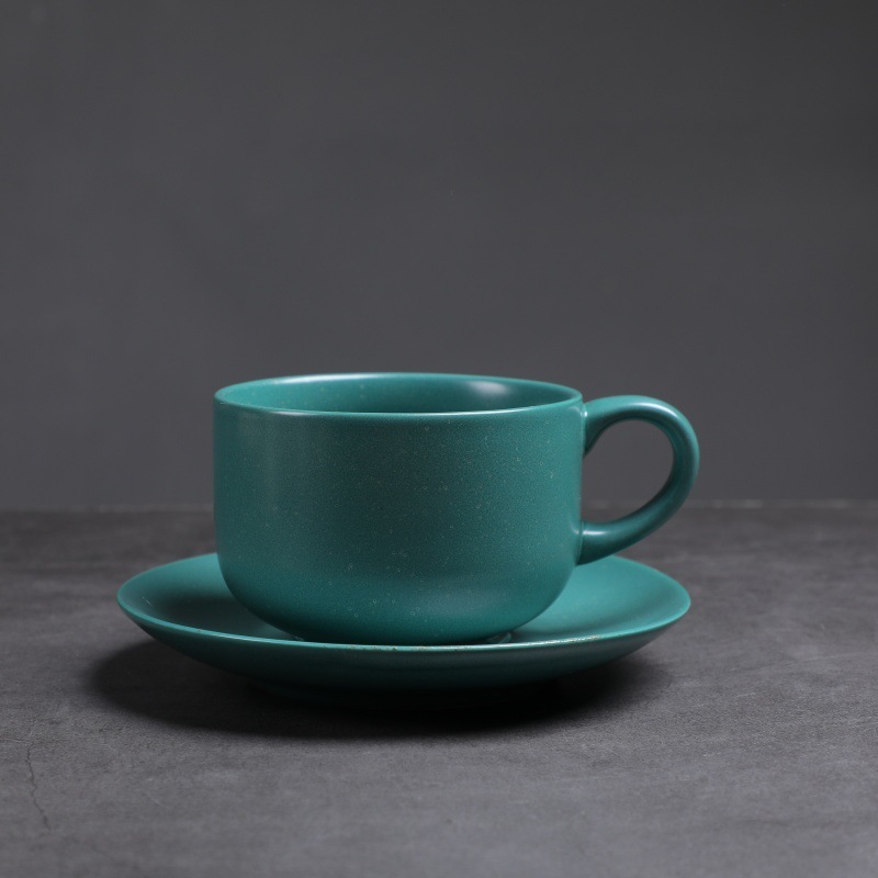 222-c ceramic cup and saucer set-dark green-270ml