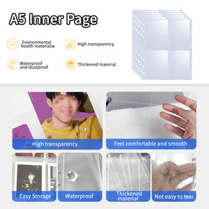 Kích thước Album thẻ A5 với vật liệu PP, trang nạp tiền 4 túi 6 vòng, trang lưu trữ thẻ trò chơi Polaroid trong suốt độ nét cao - Product Image 1