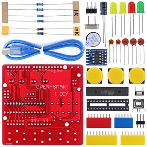 OPEN-SMART UNO R3 DIY ATmega328P Placa DE DESARROLLO Kit de piezas de soldadura con botón LED zumbador para Arduino