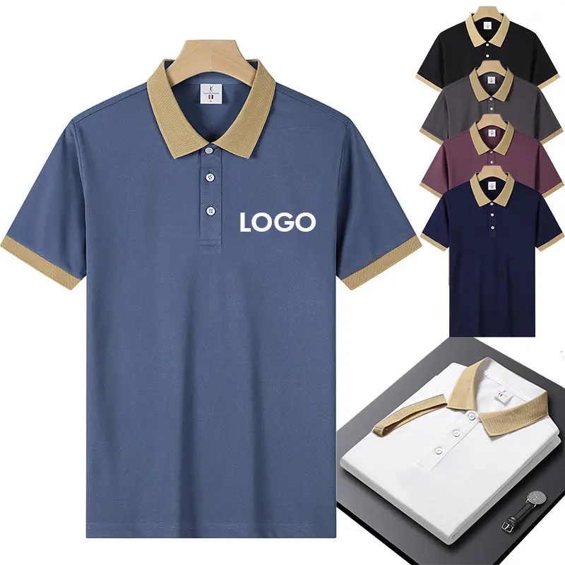 Polos personalizados para hombre, polos de golf de alta calidad para hombres, polos de secado rápido de manga corta de algodón 100% poliéster y para hombres