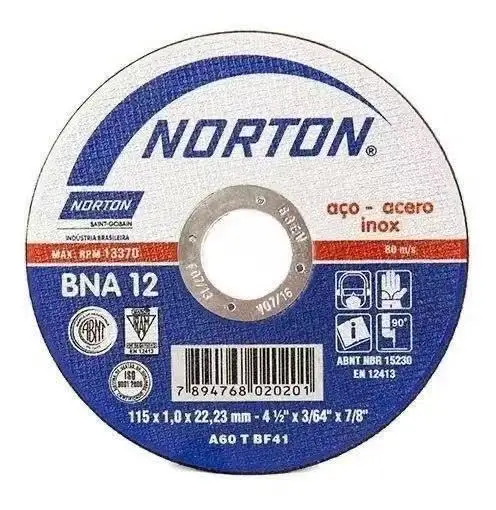 Norton disco norton abrasivos 4, 5 de corte 4 12 115mm alumínio para metal aço disco de corte 115