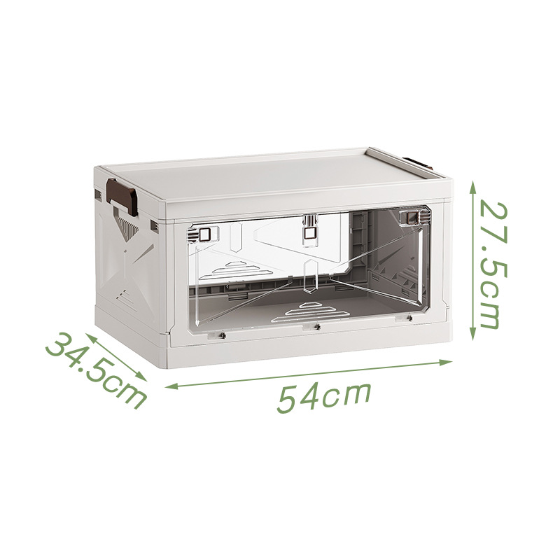 Medium-sized transparent folding case with flat lid