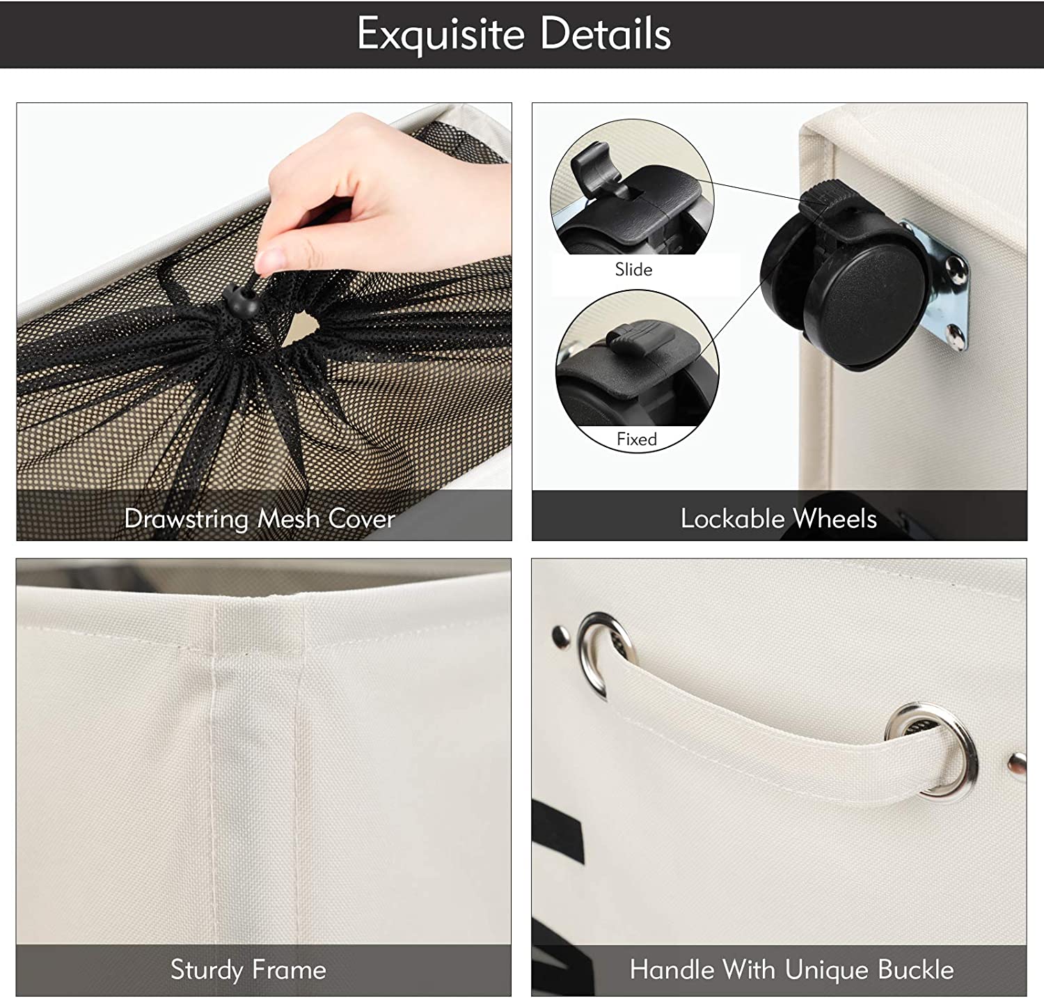 Collapsible Laundry Basket Hamper Rolling Rectangle Storage Bin Laundry Basket with Handles and wheels