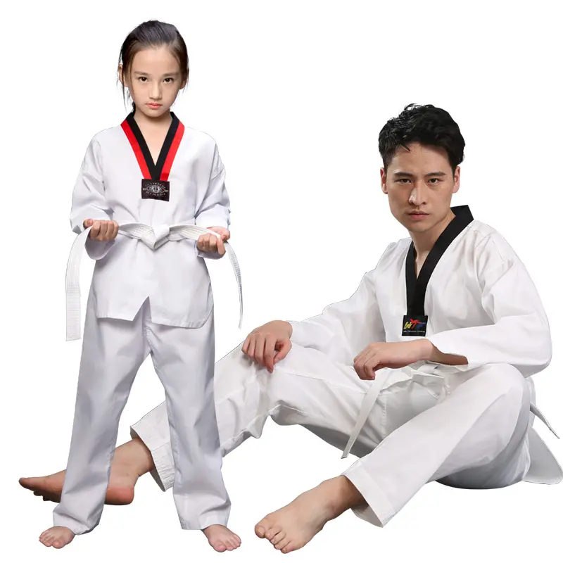 Trajes de artes marciales personalizados para niños, uniforme de Taekwondo de tela Dobok, uniforme de Taekwondo