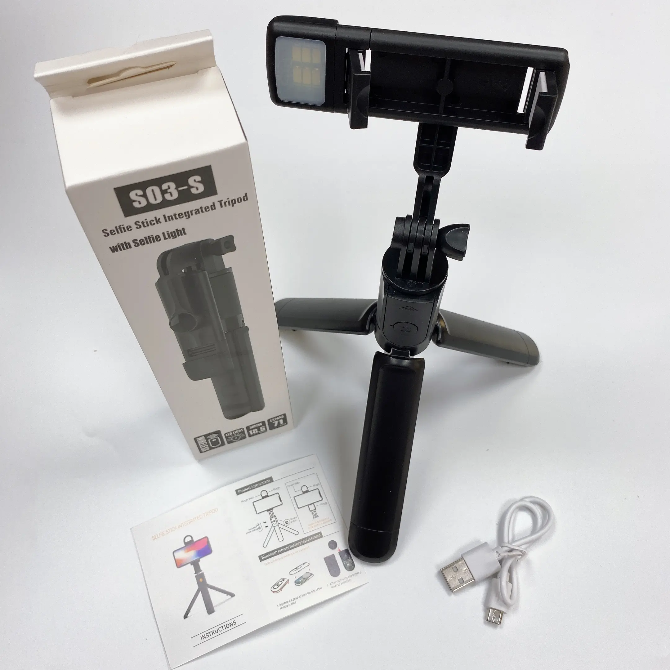 2022 360หมุน Stabilizer Selfie Stick แบบพกพาน้ำหนักเบาขาตั้งกล้อง Selfie Stick เติมสำหรับสมาร์ทโทรศัพท์สด