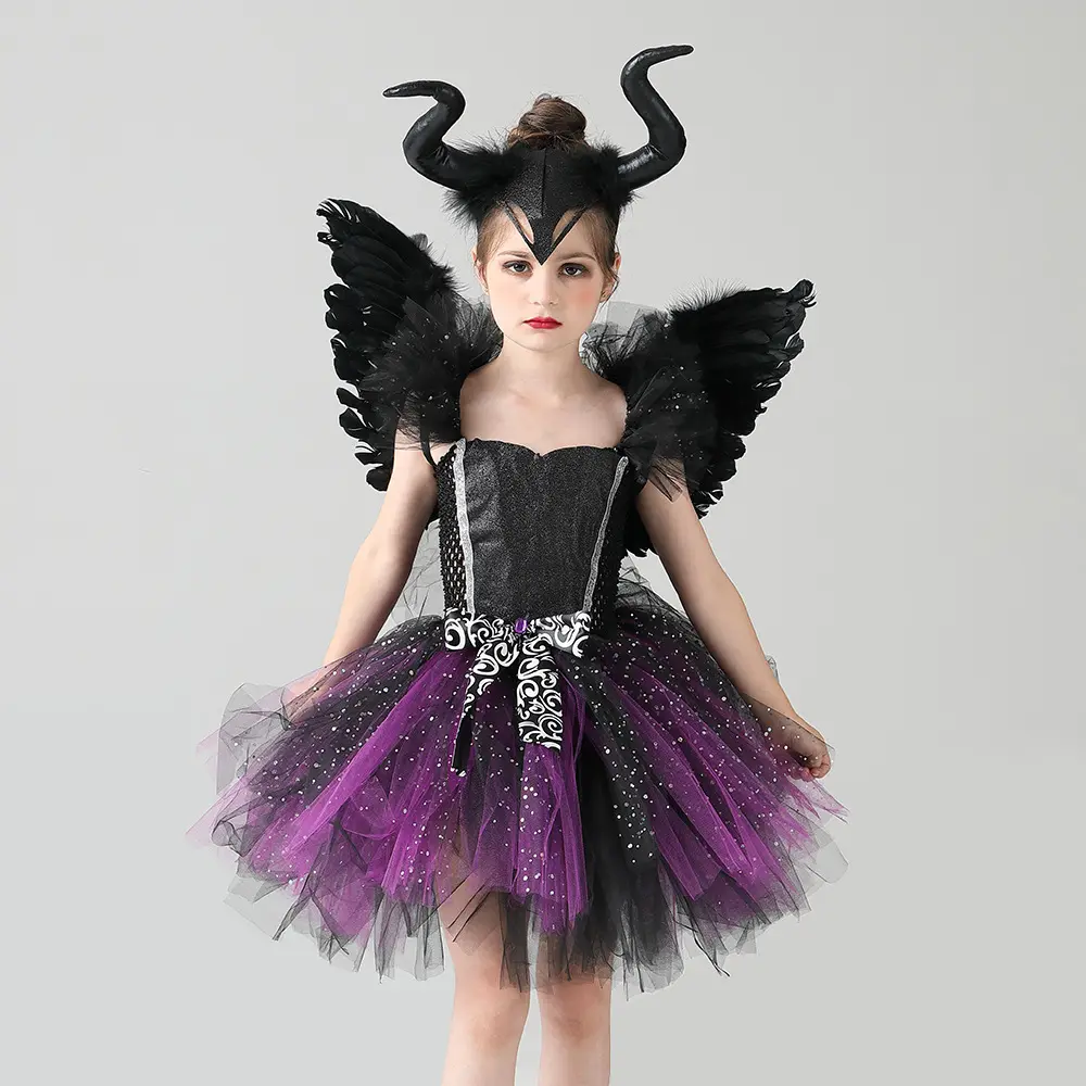 Fantasia infantil de bruxa brilhante, fantasia de cosplay para meninas, traje de festa, vestido fantasia de halloween para crianças