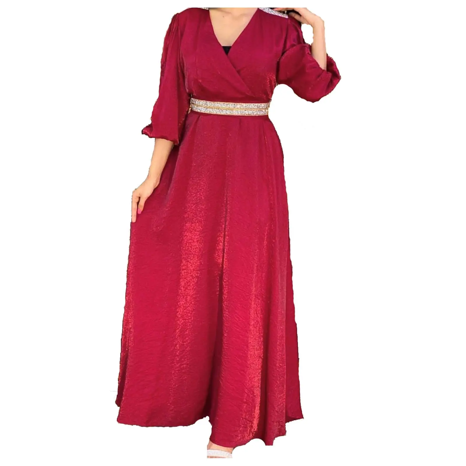 Abaya — robe de soirée maxi et élégante en velours, pour femme, abaya, style musulman, orné de diamants, de turquie, dubaï, 2021