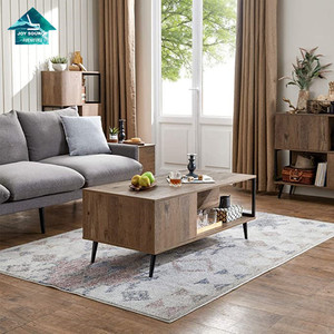 Mesa de centro multifuncional de nogal convertible de madera moderna, conjunto redondo, muebles de lujo hechos a medida - Product Image 3