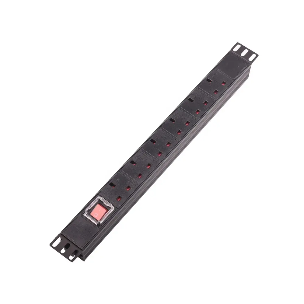 Unidades de distribución de energía (PDU) de 19 ", 1U, 13A, 230V, 6 vías, estante de estilo británico, PDU con interruptor de encendido-apagado