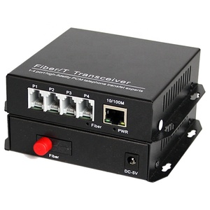 Convertidor de teléfono de 4 canales PCM + 1 puerto 10/100M, Ethernet a fibra óptica - Product Image 1