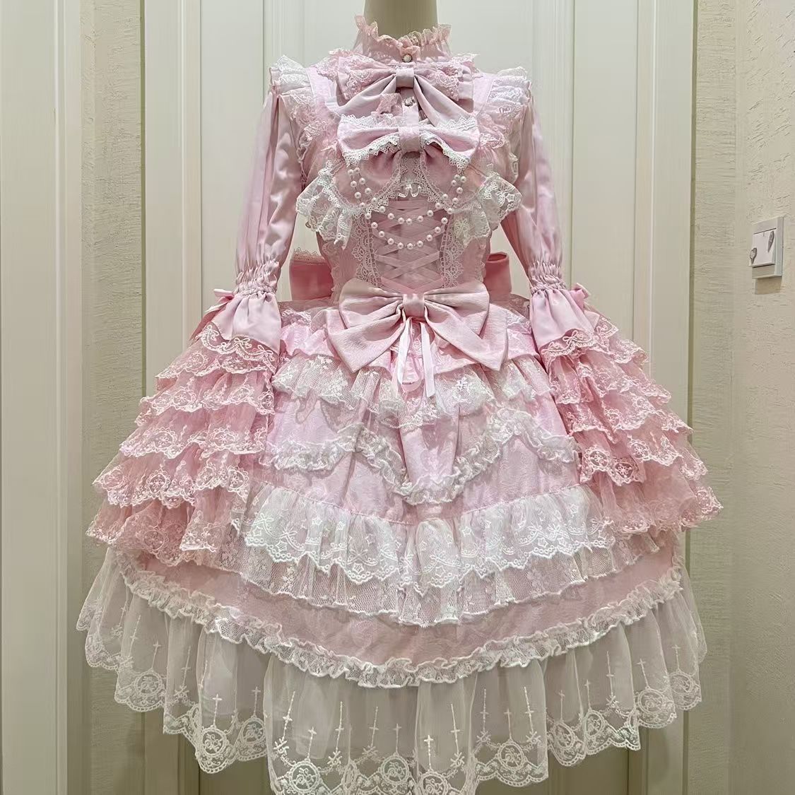 pink(2pcs/set Pink dress+inner pink blouse)