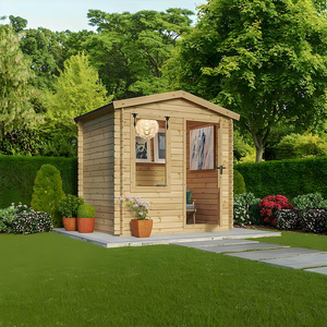 Crafted From Red Cedar Barrel Outdoor Sauna Room With Dry Steam Health Spa Pine and Computer Control Panels With <strong>LED</strong> Light. - Product Image 3