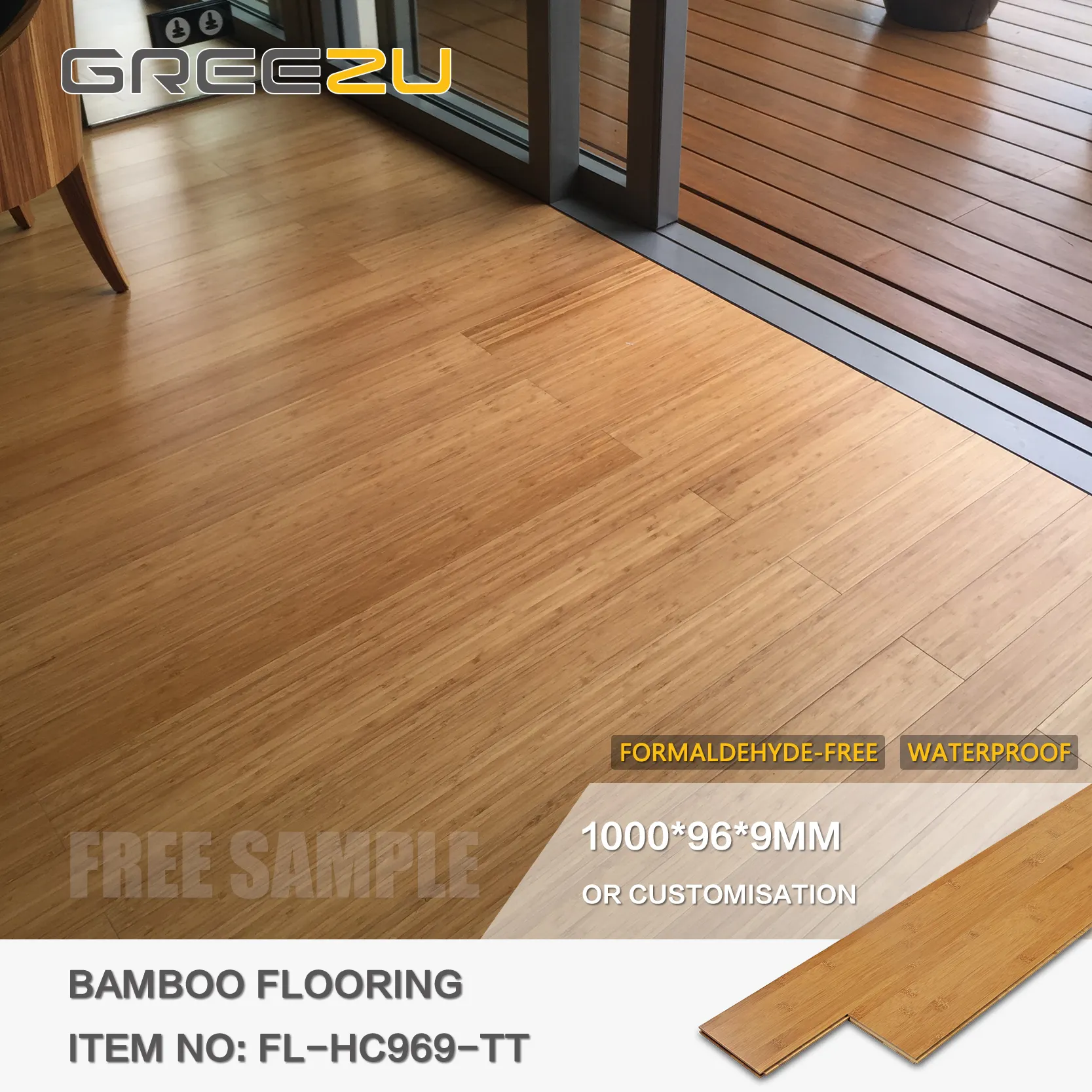 Greezu sinh thái rừng tre sàn có độ bóng cao bambu sàn bấm vào trong nhà tre sàn gỗ tap & đi