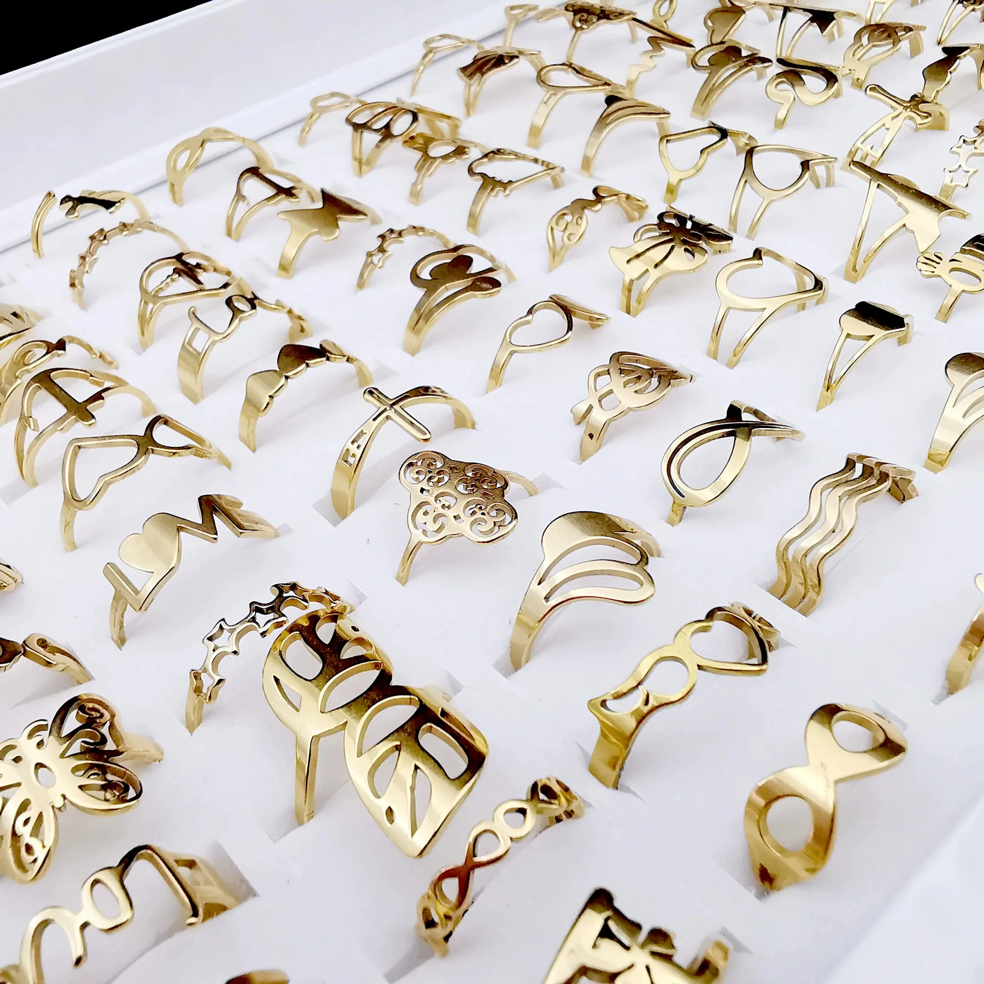 Anillos chapados en oro de varios tamaños, anillos geométricos, más vendidos de 2023