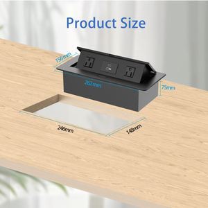 Toma de corriente de panel emergente de escritorio con carga USB de 20W con 2 salidas de CA Caja de conexión multimedia - Product Image 5